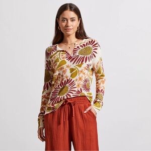 NWT Trible Whimsical Boho Floral Knit Sweater women’s Small $100 MSRP